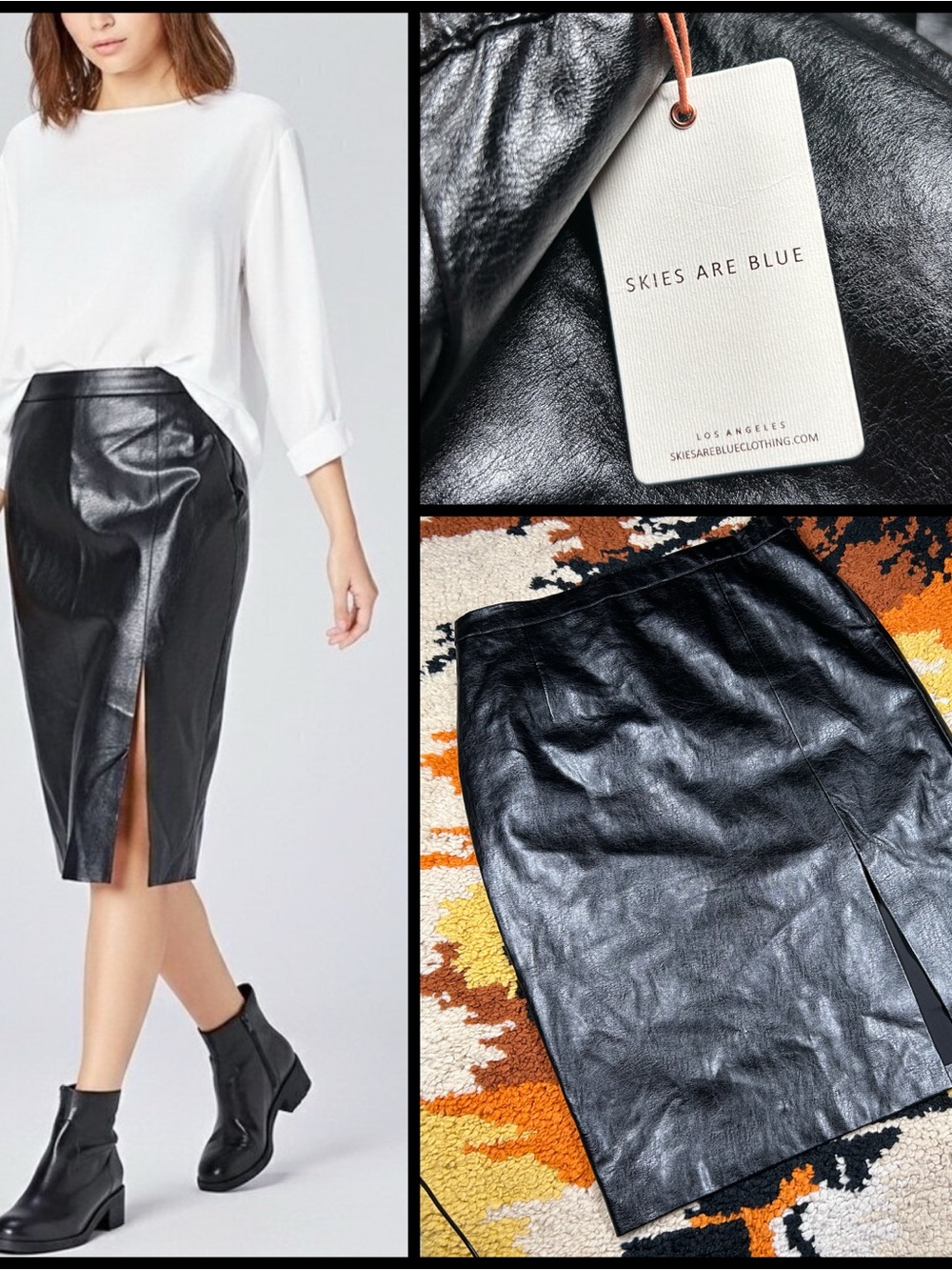 Cool Chick, SKIES ARE BLUE, faux leather midi skirt!!